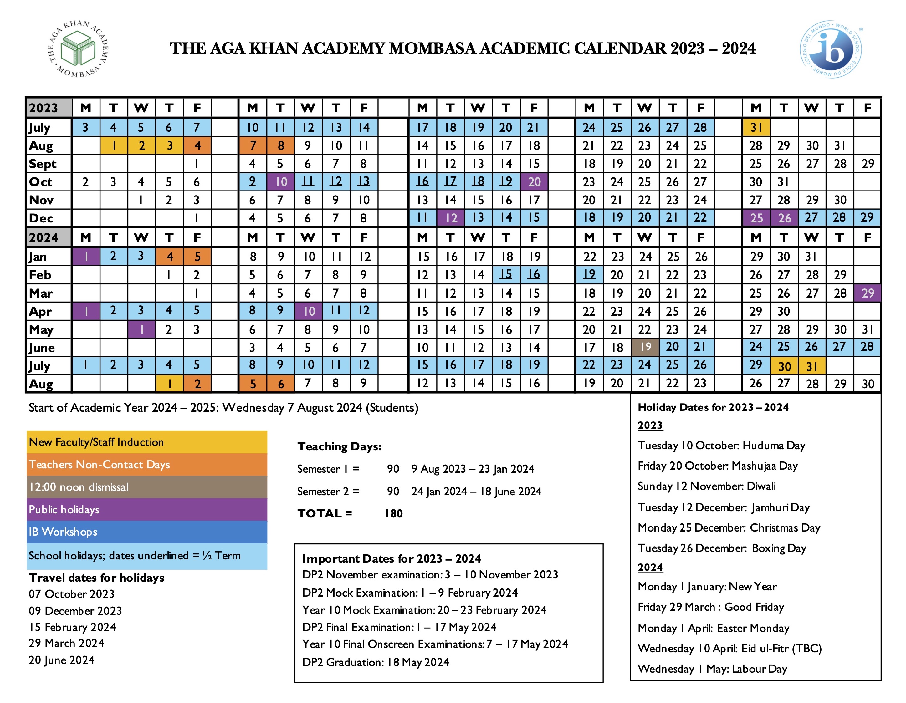 Calendar Aga Khan Academies